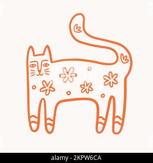 Künstlerische Katze im Vintage Retro-Stil Stock Vektor