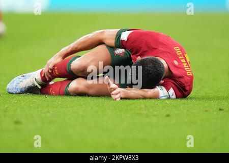 Lusail, Katar. 28.. November 2022. Cristiano Ronaldo von Portugal während des FIFA-Weltmeisterschaftsspiels 2022 in Katar, Gruppe H, zwischen Portugal und Uruguay, spielte am 28. November 2022 im Lusail Stadium in Lusail, Katar. (Foto: Bagu Blanco/PRESSIN) Kredit: PRESSINPHOTO SPORTS AGENCY/Alamy Live News Stockfoto