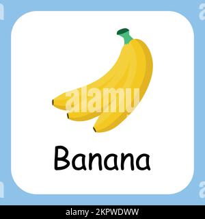 Banana Clip Art, Illustration for Kids, Cartoon Fruit Illustration Stock Vektor