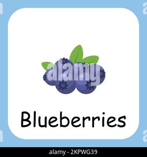 Blueberry Clip Art, Illustration for Kids, Cartoon Fruit Illustration Stock Vektor