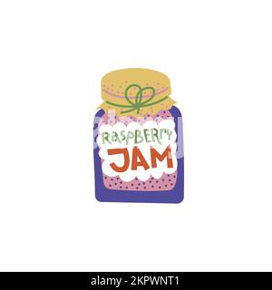 Abbildung: Glas Himbeermarmelade Stock Vektor