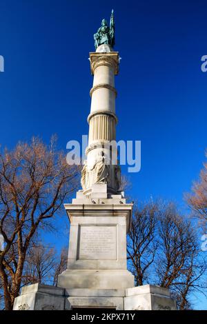 Das Bürgerkriegsdenkmal am Boston Common an einem sonnigen, aber kalten Wintertag Stockfoto