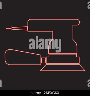 Neon-Exzenterschleifer Rot Farbvektor Illustration Bild flache Leuchte Stock Vektor