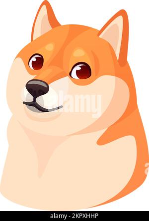 MEME-Hund. Virale Internet-Memes lustige Kunst japan Hundegesicht mit Augen shiba inu Zeichnungskopf Hundetier, populäres digitales Marketing lustig Gangster Hündchen geniale Vektordarstellung des Hündchens shiba inu Stock Vektor