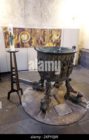 Innenansicht der evangelischen St. Blasius Kirche, Niedersachsen, Deutschland, Hannoversch Münden Stockfoto