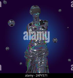 Die Kryptokunst der nicht-fungiblen NFT-Token. Venus-Statue mit Brille. 3D von NFT Crypto Art Sammlerkonzept. Vektor-EPS 10 Stock Vektor