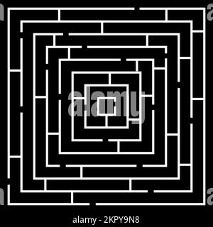 Schwarz-weißes Labyrinth in einem einfachen Stil. Labyrinth-Illustration. Stockfoto