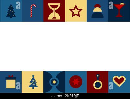 Entwurf der Post-Vorlage für den Weihnachtsverkauf in sozialen Medien. Online Mode Business Event Angebot Werbegrafik Webbanner, Karte. Quadrate mit unterschiedlicher Farbe Stock Vektor