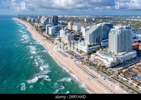 Luftaufnahme von Fort Lauderdale Beach, Fort Lauderdale, Florida Nordamerika, USA Stockfoto
