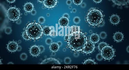 Influenza-Virus H1N1. Schweinegrippe. 3D Abbildung. Stockfoto