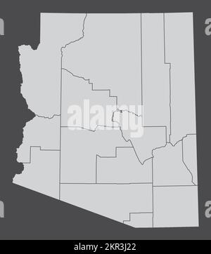 Der Arizona State, USA. Verwaltungskarte isoliert auf dunklem Hintergrund. Stock Vektor