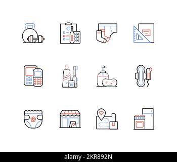 Spende – moderne Symbole im farbenfrohen Liniendesign Stock Vektor