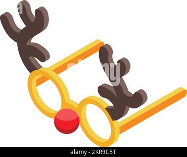 Isometrischer Vektor des Symbols Hirschgläser. Weihnachtsmann-Party. Urlaubsfoto Stock Vektor