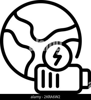 Den Umrissvektor des Planetenenergiesymbols füllen. Kraftwerk. Umweltfreundliches Wasser Stock Vektor