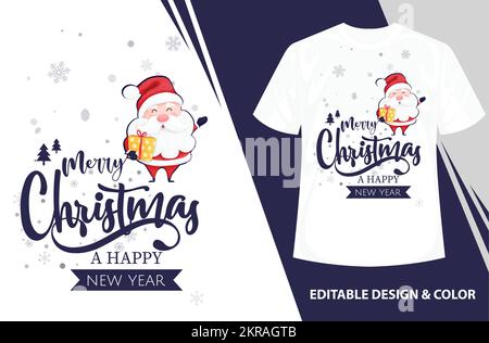 Weihnachten und Neujahr, typografischer Hintergrund, Weihnachtsumfeld mit Winterlandschaft, fröhliche Weihnachtskarte, Vektor-Illustration Stock Vektor