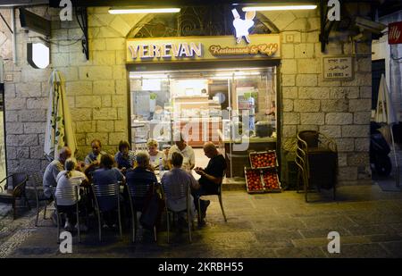 Eriwan Restaurant im christlichen Viertel in der Altstadt von Jerusaelm, Israel. Stockfoto