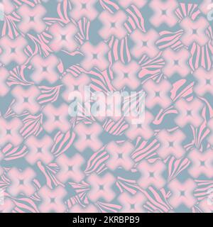 Abstraktes geometrisches, nahtloses Blumenmuster. Künstlerisches Mosaik-Hintergrunddesign. Verschwommene Kreuz-Zierstruktur. Blätter und Sterne Stock Vektor