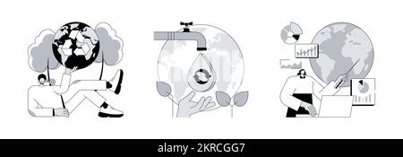 Speichern Sie die Vektorgrafik des abstrakten Planetenkonzepts. Wiederverwendung reduzieren Recycling, Wasserverbrauch, Anteil und Nutzung von Klimadaten, Upcycling-Programm, Wettervorhersage, Überverbrauch abstrakte Metapher. Stock Vektor