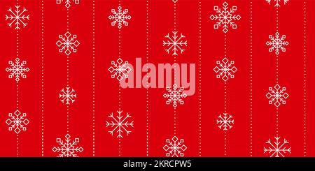 Schneeflocke weiße Linie Rot nahtloses Muster Neujahr. Helle minimalistische Geschenkverpackung Papier Hintergrund Infinity-Druck Textil Nadelarbeit Hintergrund weihnachten Winter Eiskristall-Linien bearbeitbare Einrichtung Stock Vektor