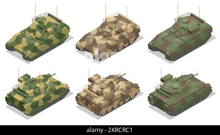 Isometrisches Infanterie-Kampffahrzeug. BMP, Klasse gepanzerter Kampffahrzeuge. Amerikanisches Infanteriefahrzeug, das Mitglied der Bradley ist Stock Vektor