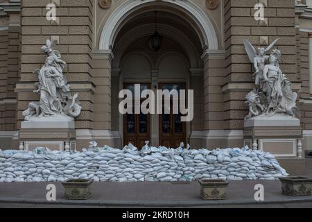 Am 5. April 2022 in der südlichen Ukraine ist eine verbarrikadierte Odesa abgebildet. Stockfoto