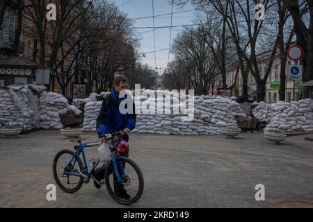 Eine verbarrikadierte Odesa ist am 5. April 2022 in der südlichen Ukraine abgebildet. ©UNICEF/Modola Stockfoto