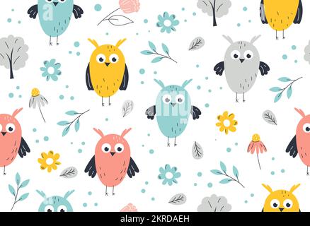 Eulen Nahtloses Muster Stock Vektor