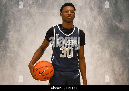 Bryce James posiert am Sierra Canyon Basketball Media Day am Mittwoch, den 12. Oktober 2022, in Chatsworth, Kalifornien (Dylan Stewart/Bild von Sport) Stockfoto