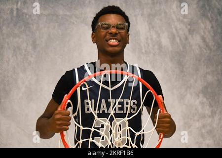 Bryce James posiert am Sierra Canyon Basketball Media Day am Mittwoch, den 12. Oktober 2022, in Chatsworth, Kalifornien (Dylan Stewart/Bild von Sport) Stockfoto