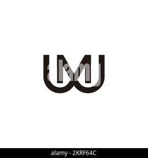 Einfacher einfarbiger geometrischer Logovektor mit dem Buchstaben mw Stock Vektor