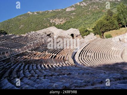 Izmir, Selcuk, Türkei, Mai 2018: Das große Theater der antiken Stadt Ephesus (Efes) Ephesus gehört zum UNESCO-Weltkulturerbe Stockfoto
