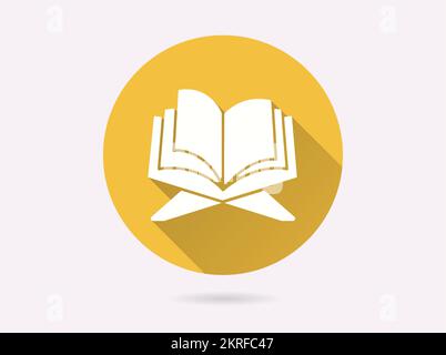Koran-Symbol. Einfache Illustration mit langem Schatten für Grafik- und Webdesign. Stock Vektor