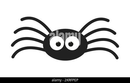 Süße kleine Spinne mit großen Augen, isoliert auf weißem Hintergrund. Halloween-Party-Designelement. Vektor-Cartoon-Illustration. Stock Vektor