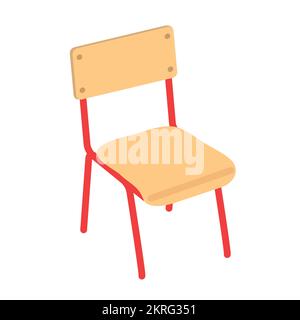 Schulstuhl-Vektorclipart. Isometrisches Design des Holzstuhls im Klassenzimmer. Stock Vektor