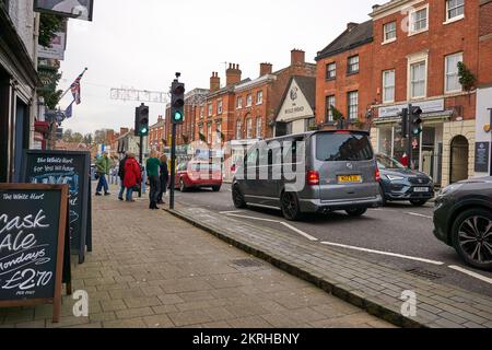 High Street-Szene in Ashby de la Zouch, Großbritannien Stockfoto