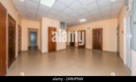 Abstrakte Unschärfe und Unschärfe im Hotel Resort und Lobby Interieur, langer Flur, Apartment, Eigentumswohnung, Hotel, Gewerbliches Bürogebäude. Perfekt Stockfoto
