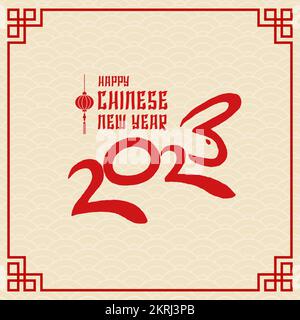 2023. Chinesisches Neujahr. Ein Kaninchen auf dem Zahlenlogo. Das Jahr des Kaninchens Stock Vektor