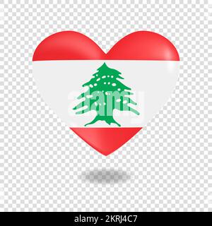 Volumetrisches Herz des Libanon A auf kariertem Hintergrund für Transparenz, Vektorbild Stock Vektor