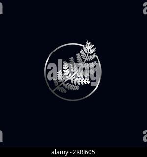 Farnblatt, abstrakte organische Kunstwerke, Logo-Design, von der Natur inspiriertes Logo-Design, Blumenverzierung, Blumendekoration Stock Vektor