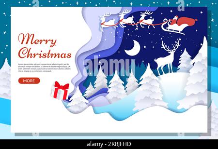 Merry Christmas – Design-Vorlage für Landing-Page der Vektor-Website Stock Vektor