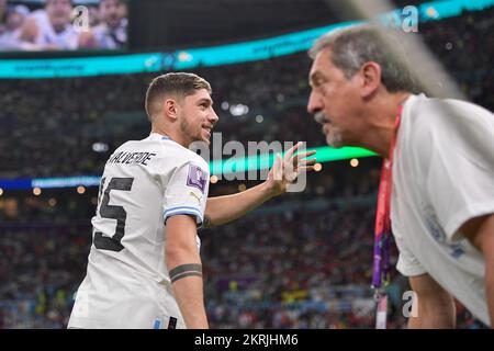 LUSAIL CITY, KATAR - NOVEMBER 28: Federico Valverde von Uruguay vor dem Spiel der Gruppe H - FIFA Weltmeisterschaft Katar 2022 zwischen Portugal und Uruguay im Lusail Stadium am 28. November 2022 in Lusail City, Katar (Foto: Pablo Morano/BSR Agency) Stockfoto