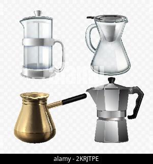 Kaffeemaschine stellt realistischen Vektor ein Stock Vektor