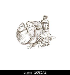 Illustration Vektor o Croissant. Bakery-Logo. Milch und Brot Stock Vektor