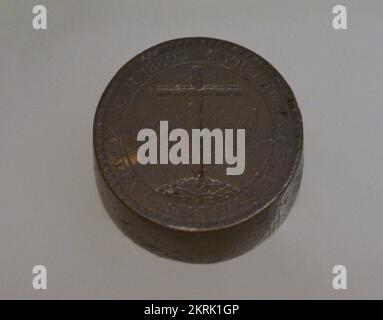 Inquisitionssiegel. 17.. Jahrhundert. Bronze. Sephardisches Museum. Toledo. Kastilien-La Mancha. Spanien. Stockfoto