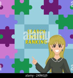 Handschriftlicher Text Suchmaschinenranking, Geschäftskonzept Rang, an dem der Standort in der Suchmaschinenabfrage angezeigt wird Stockfoto