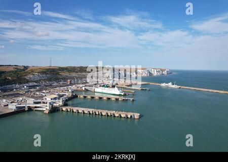 Hafen von Dover, UK Fährterminal Kent England, Luftaufnahme Stockfoto