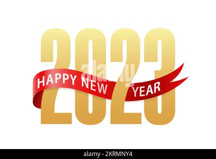 2023 Nummer Happy New Year Text. 3D Effekt. Frohe Weihnachten. Vektorgrafik Stock Vektor