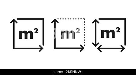 m2 Symbol für Flächeneinheit. Quadratmeter. Darstellung des Vektormaterials. Stock Vektor
