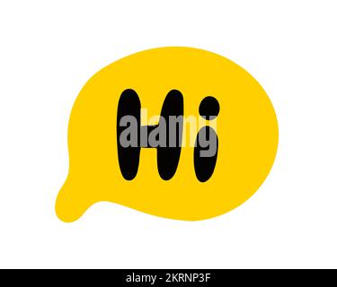 Sprechblase. Hallo Text. Handgezeichnetes Zitat. Hi-Icon-Beschriftung. Doodle-Phrase. Vektorgrafik für den Druck Stock Vektor