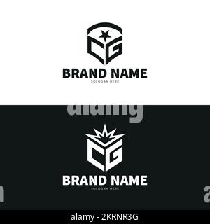 CG-Logo mit Buchstabe und Symbol-Design, Vorlage für CG-Logo mit Buchstabe. Stock Vektor